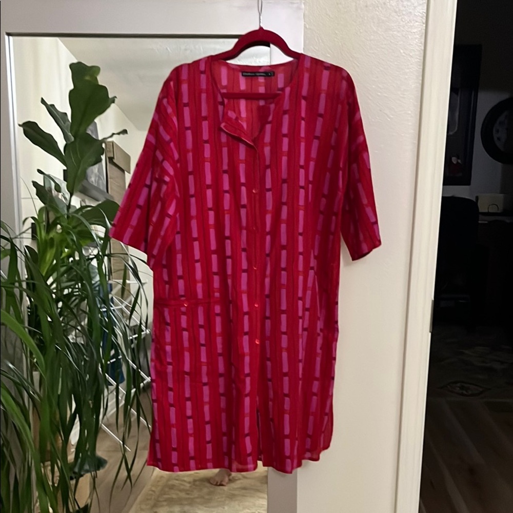 Gudrun Sjoden Red and Pink Relaxed Polo Tunic